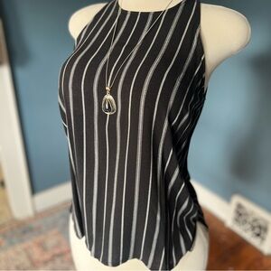 Old Navy Black and White Striped Women's High Neck Tank Sm Tall